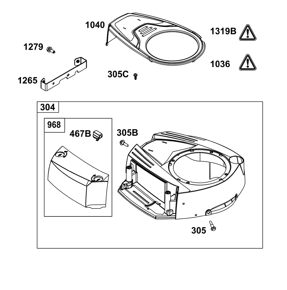 Blower Housing Group Diagram and Parts List for 31S777-0003-B5 200000 - 399999 Briggs and Stratton Engine
